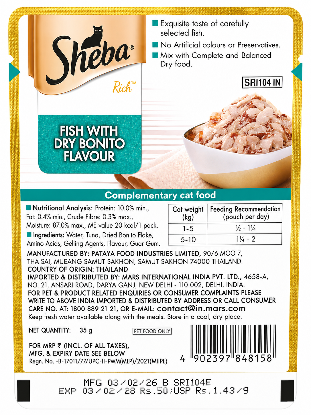 SHEBA  FISH WITH DRY BONITO FLV 35G