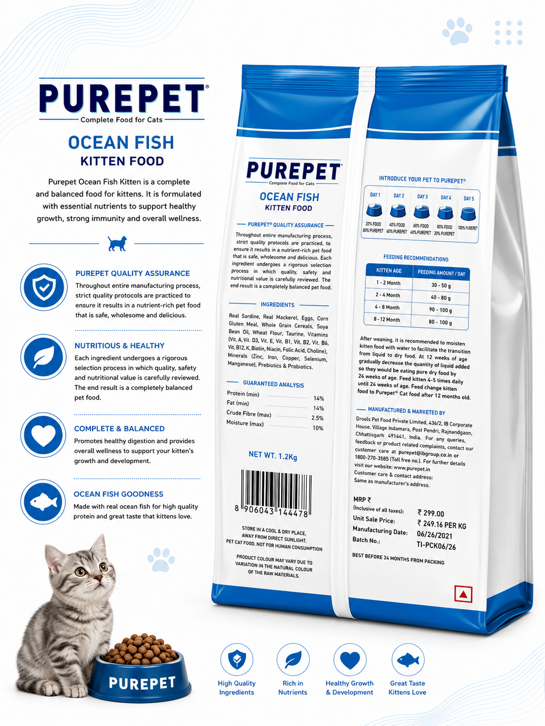 PUREPET KITTEN  OCEAN FISH 3KG