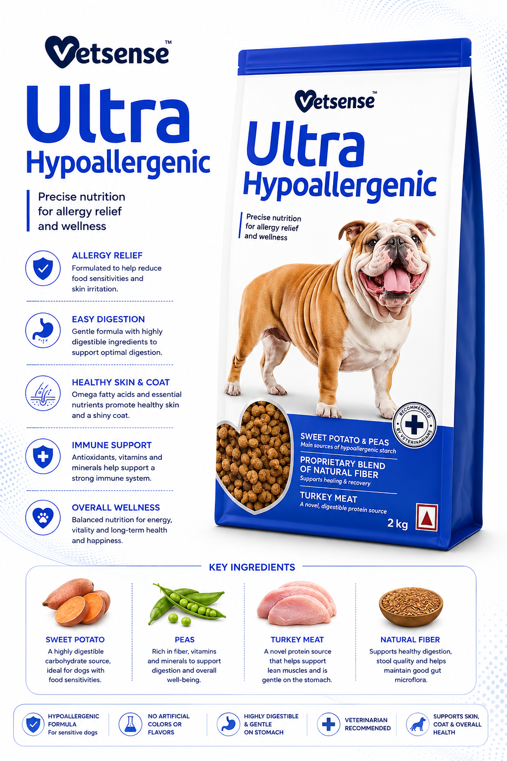 VETSENSE ULTRA HYPOALLERGENIC 2KG