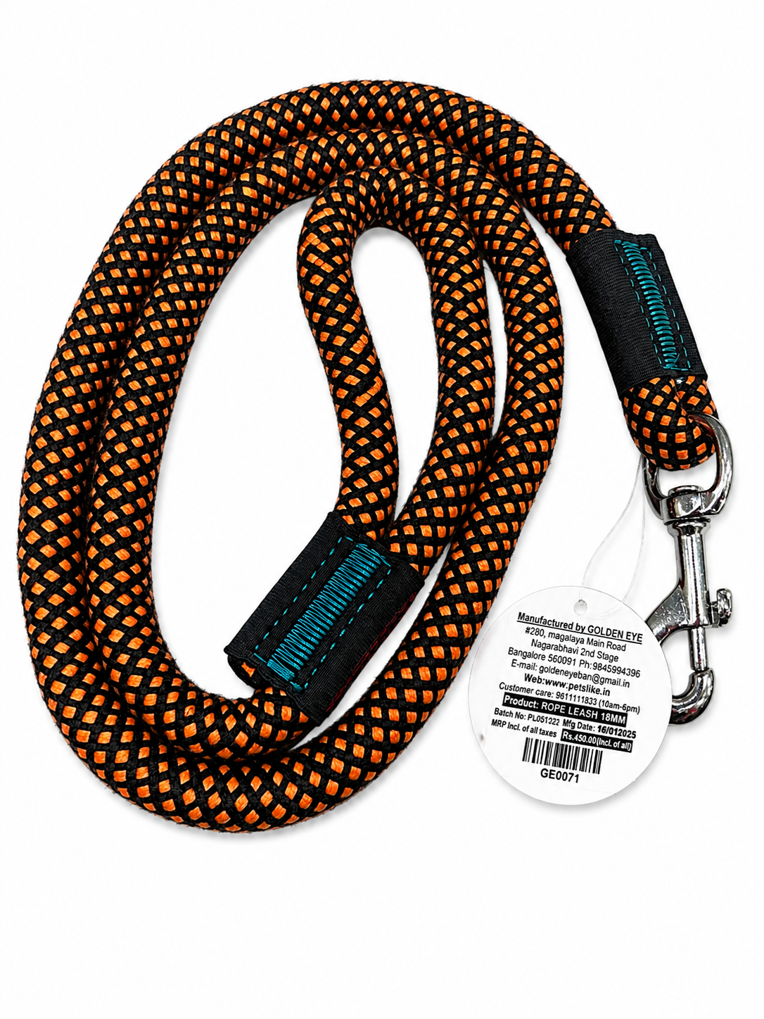 GOLDEN EYE ROPE LEASE DOG 18MM