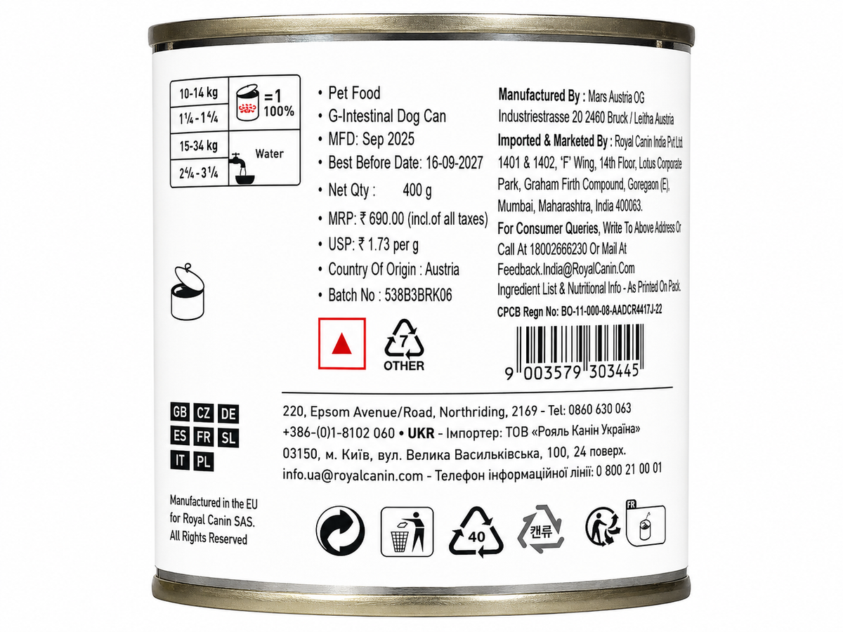 ROYAL CANIN INTESTINAL DOG CAN 400GMS