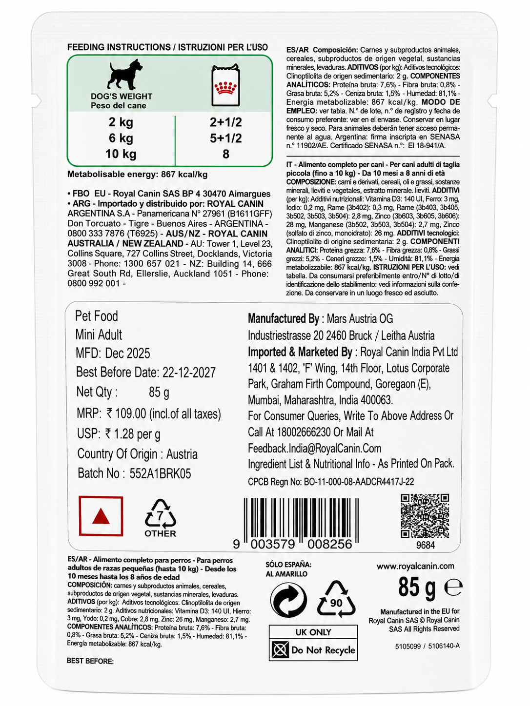 ROYAL CANIN MINI ADULT GRAVY 85G