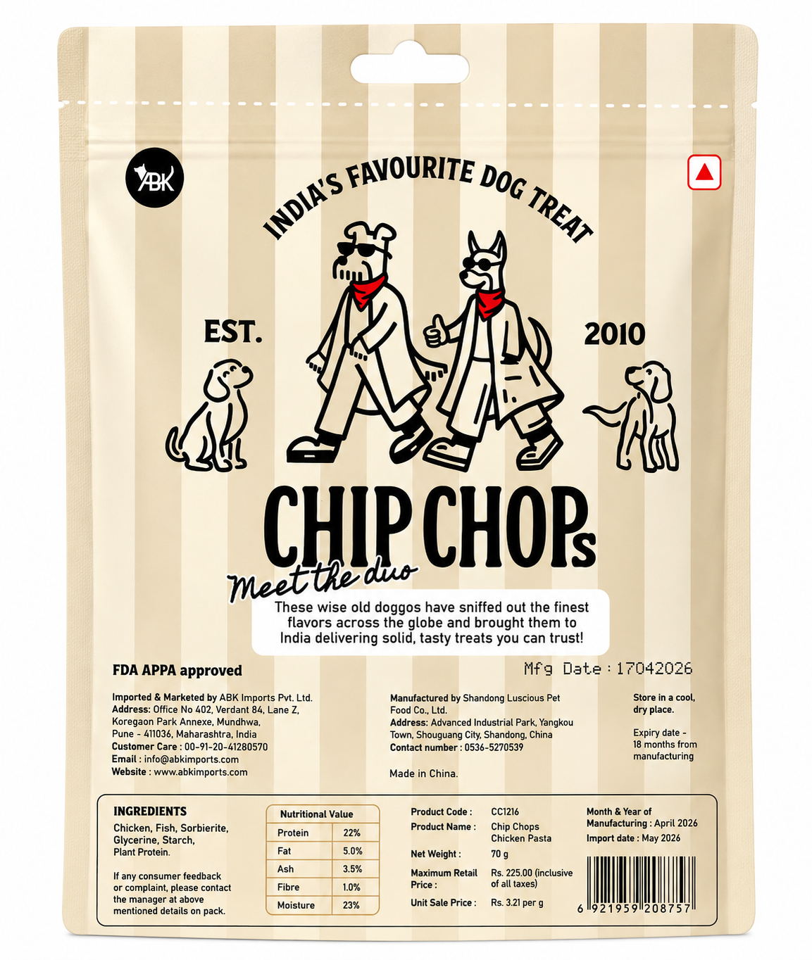 CHIP CHOPS SUSHI ROLLS 70G