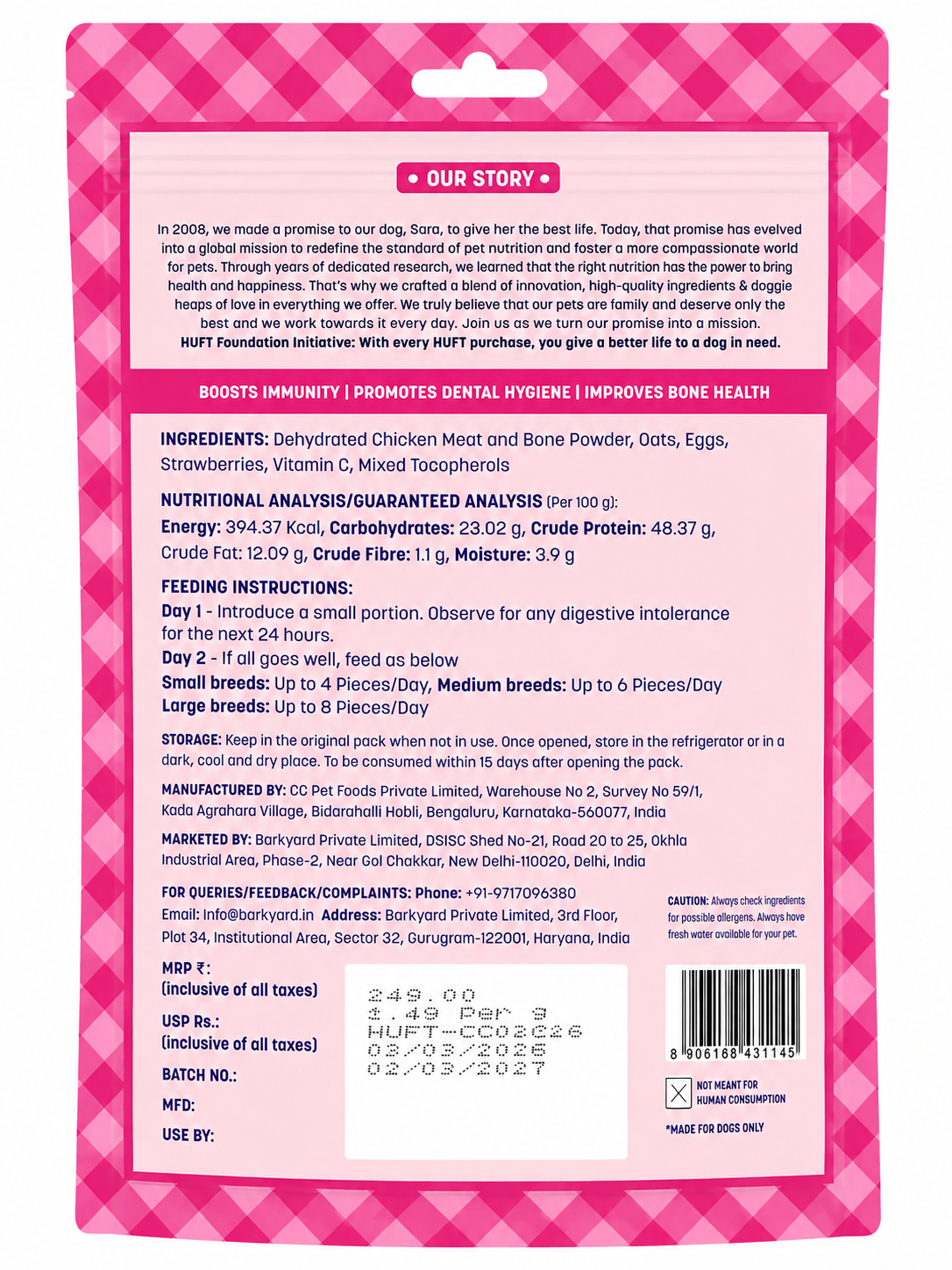 JAMMIES STRABRY JAM TREAT FOR DOG 100GM