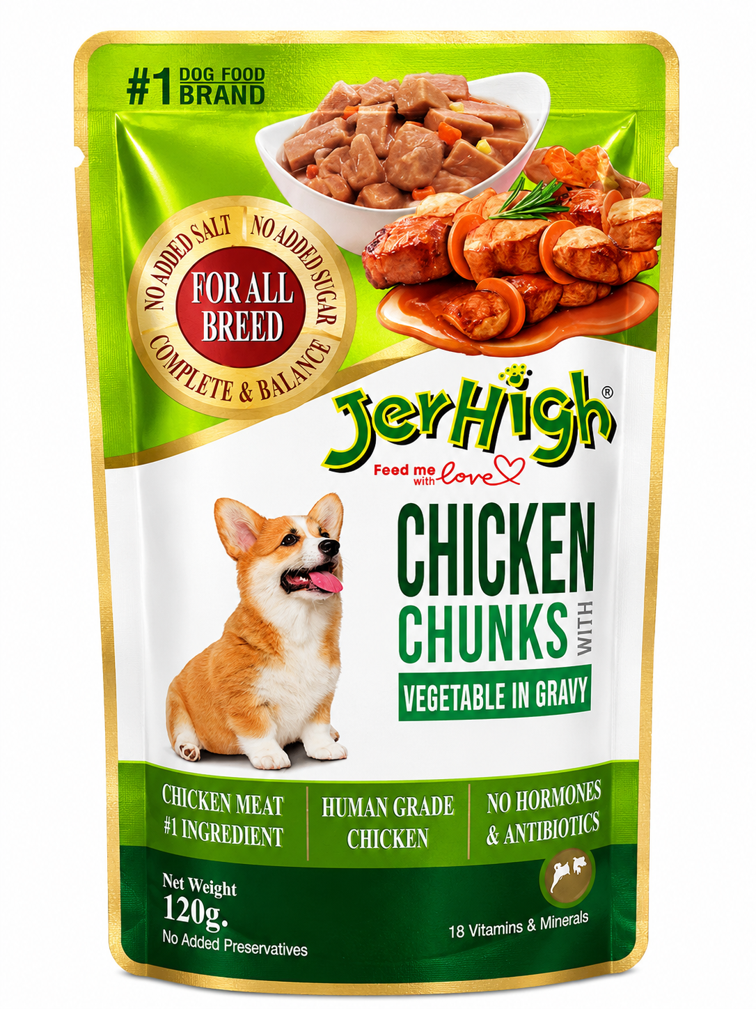 JERHIGH GRAVY CHICKEN & VEGETABLE 120GM
