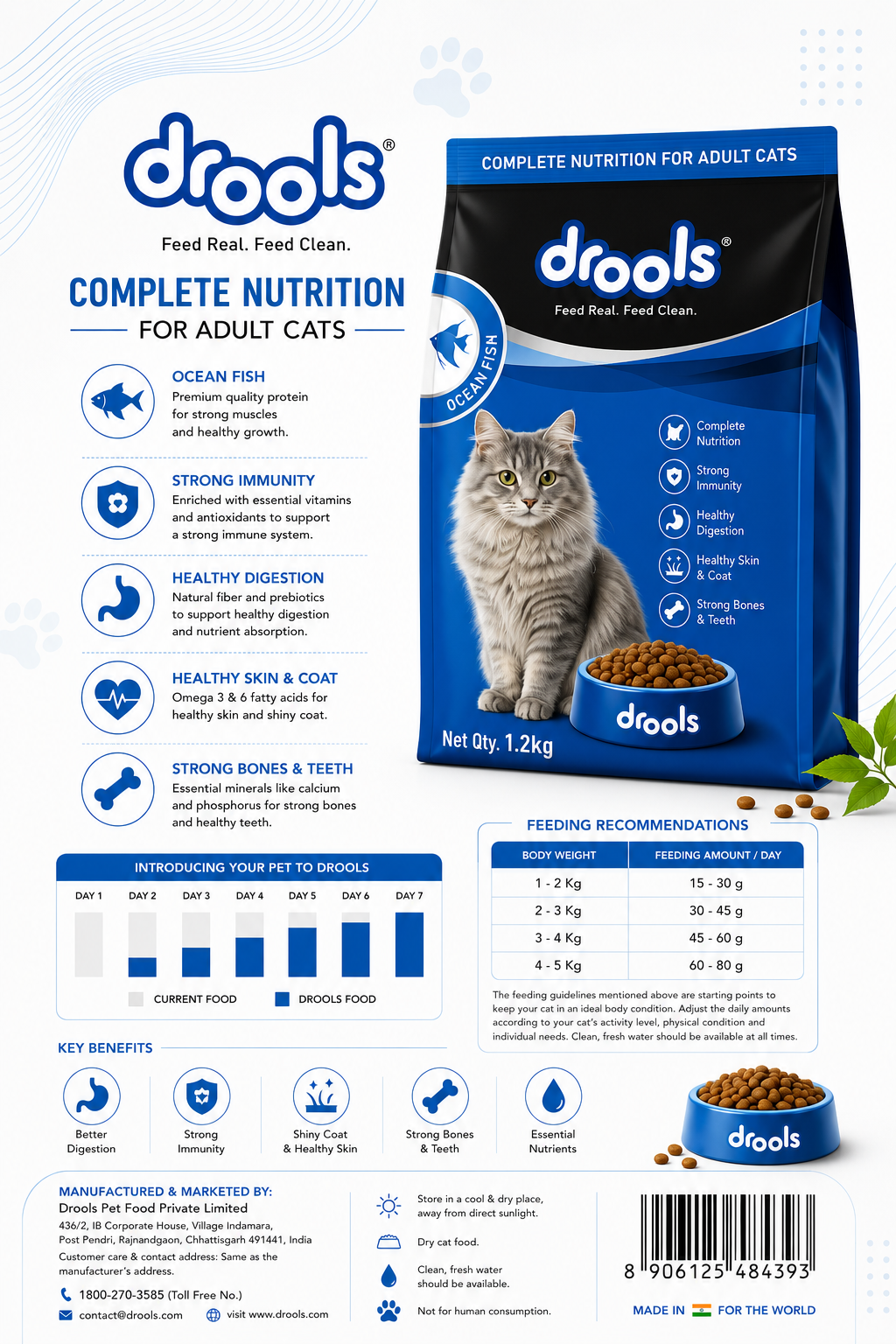 DROOLS OCEAN FISH ADULT AND GET 400G BISCUIT FREE WITH PACK OF 3KG
