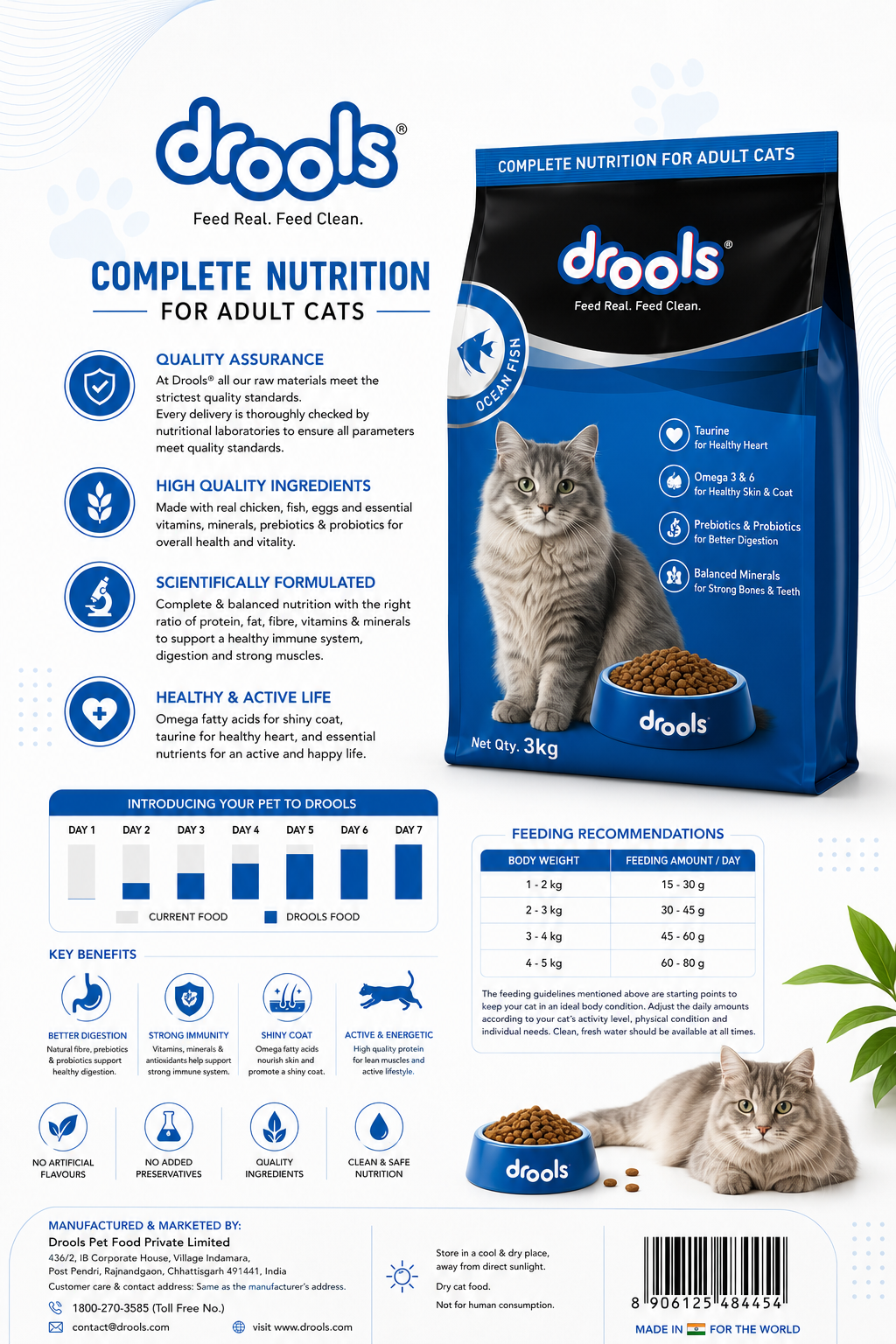 DROOLS OCEAN FISH ADULT AND GET 400G BISCUIT FREE WITH PACK OF 3KG