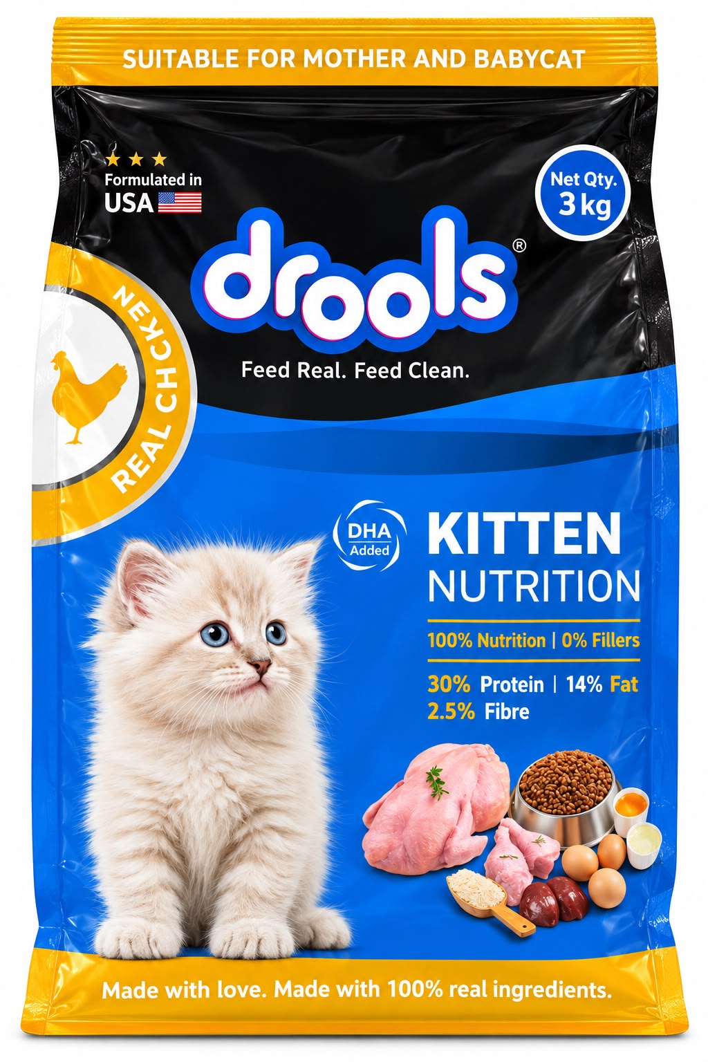 DROOLS REAL CHICKEN KITTEN 3KG