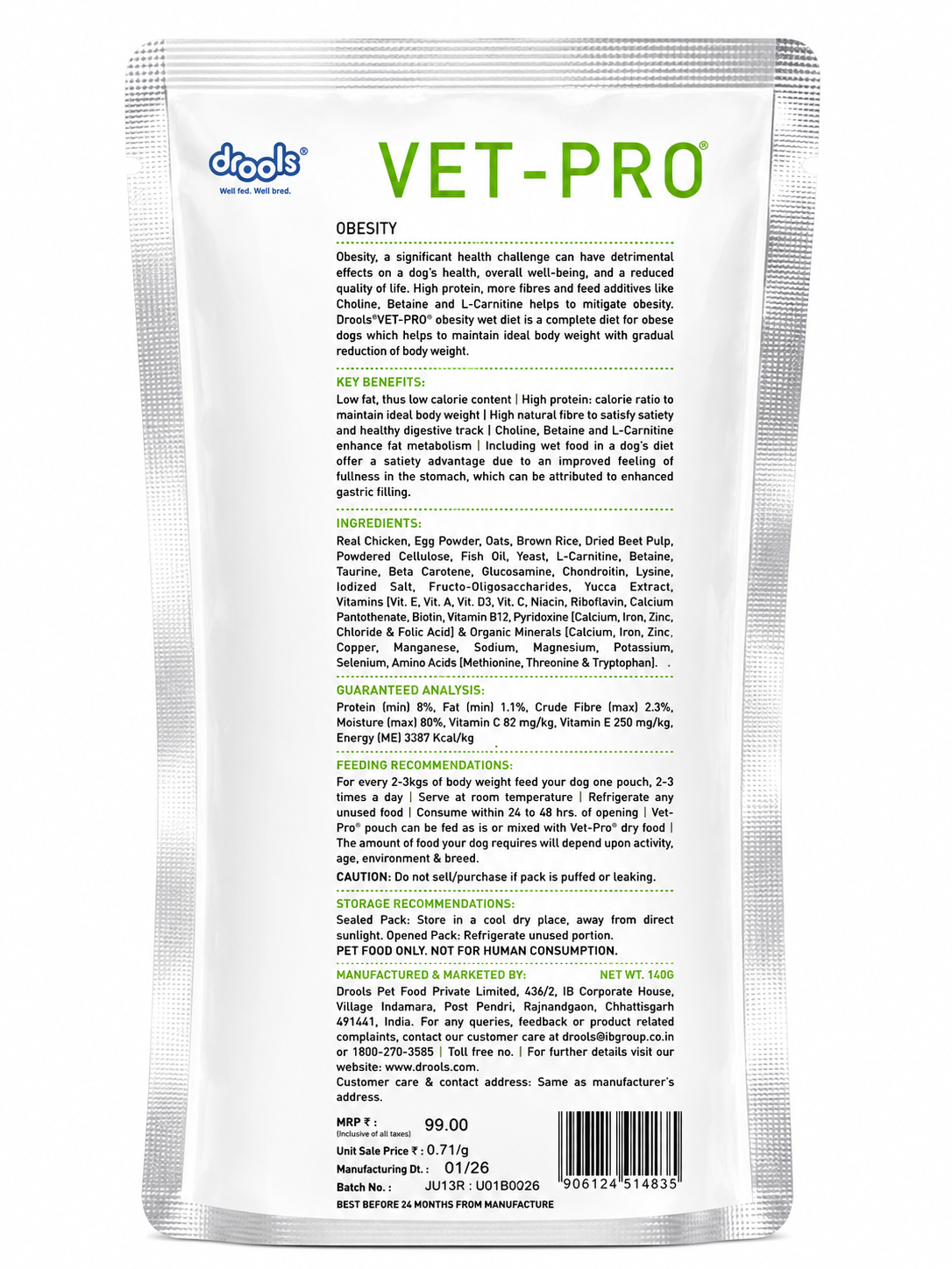 VETPRO  OBESITY GRAVY 150GM