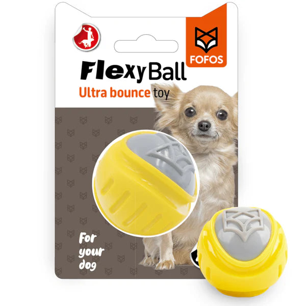 Barkbutler x Fofos Flexy Ball Ultra Bounce Toy for Dogs (Yellow & Grey) | For Aggressive Chewers (Copy)