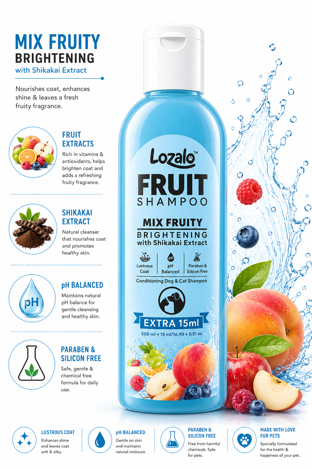 LOZALO FRUIT EXTRACT SHAMPOO 500ML