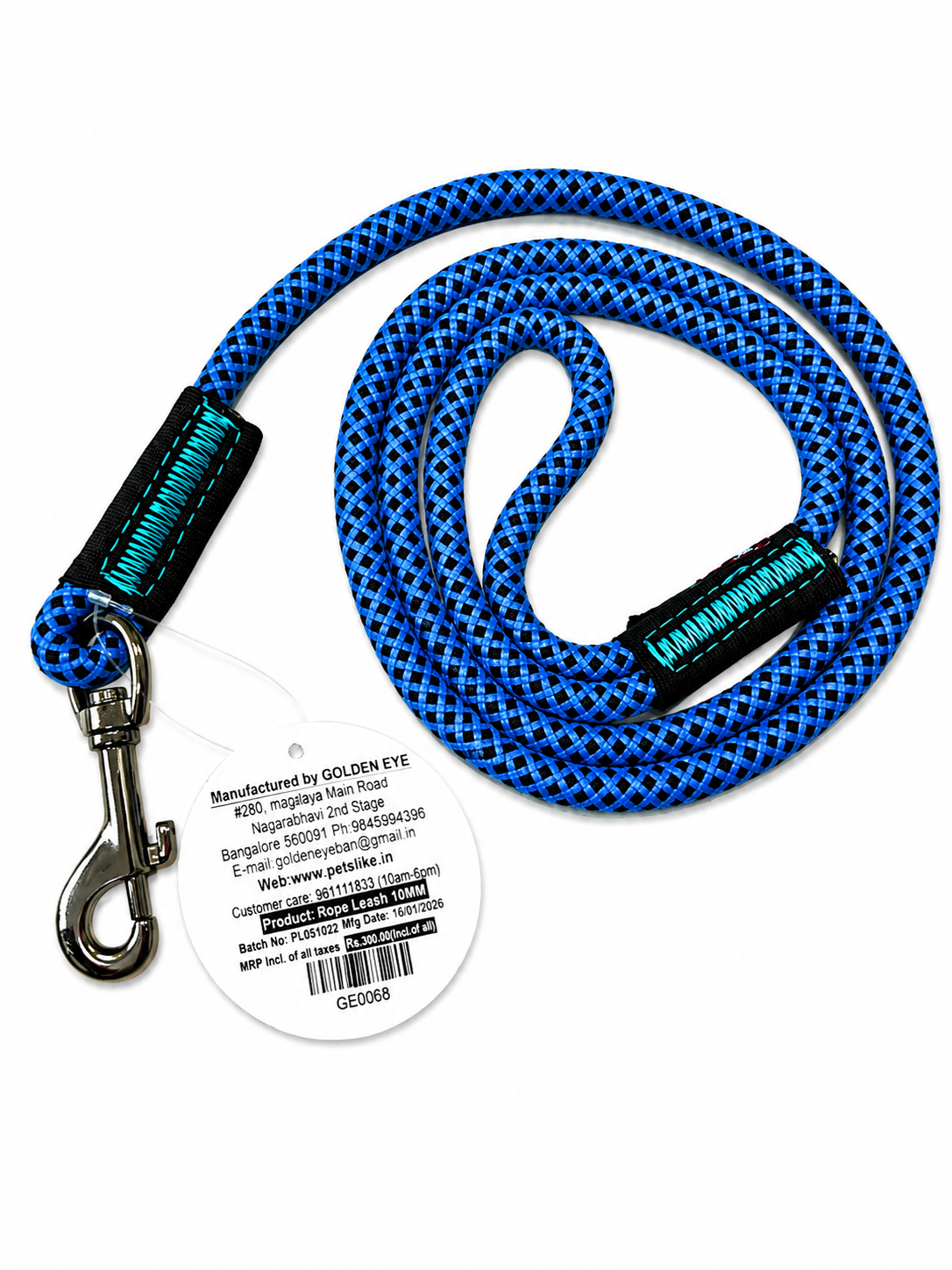 GOLDEN EYE ROPE LEASE DOG 10MM
