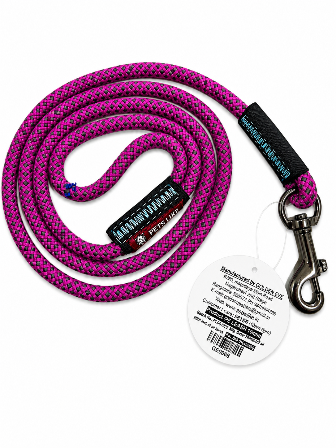 GOLDEN EYE ROPE LEASE DOG 10MM