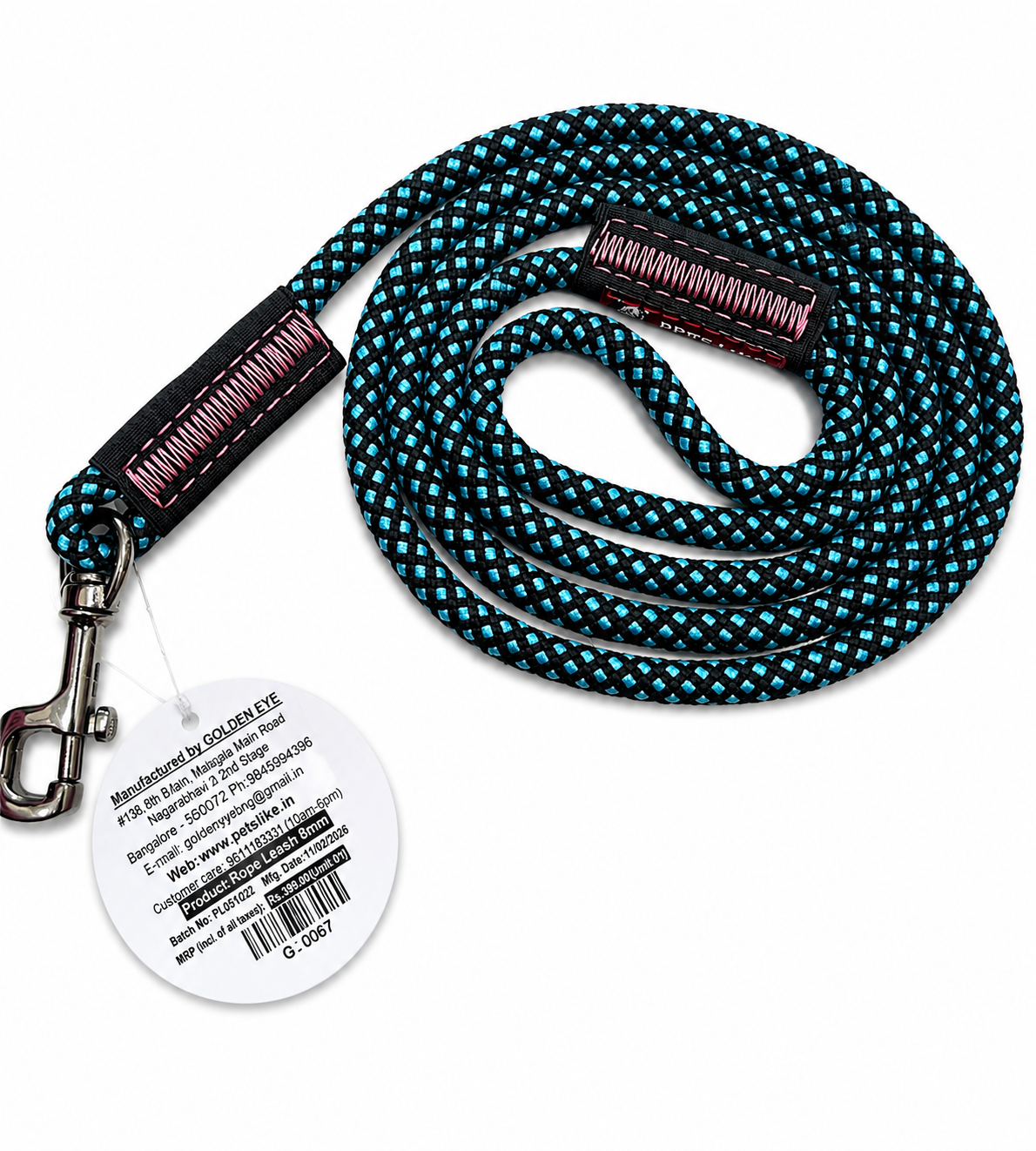 GOLDEN EYE ROPE LEASE DOG 8MM