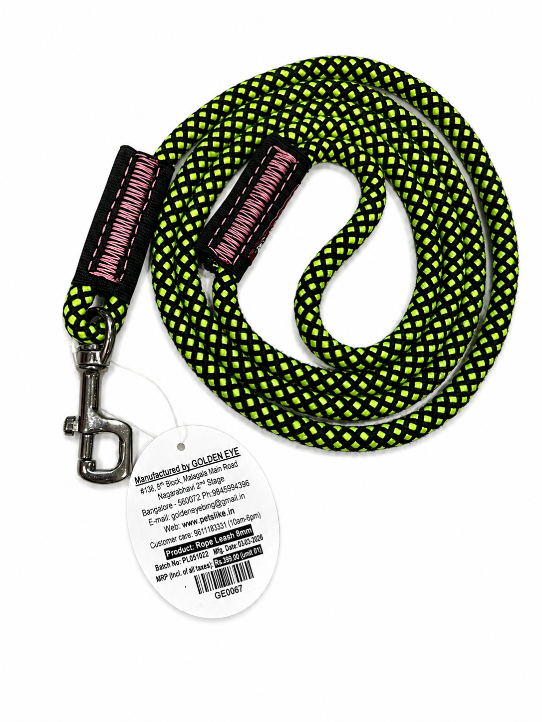 GOLDEN EYE ROPE LEASE DOG 8MM