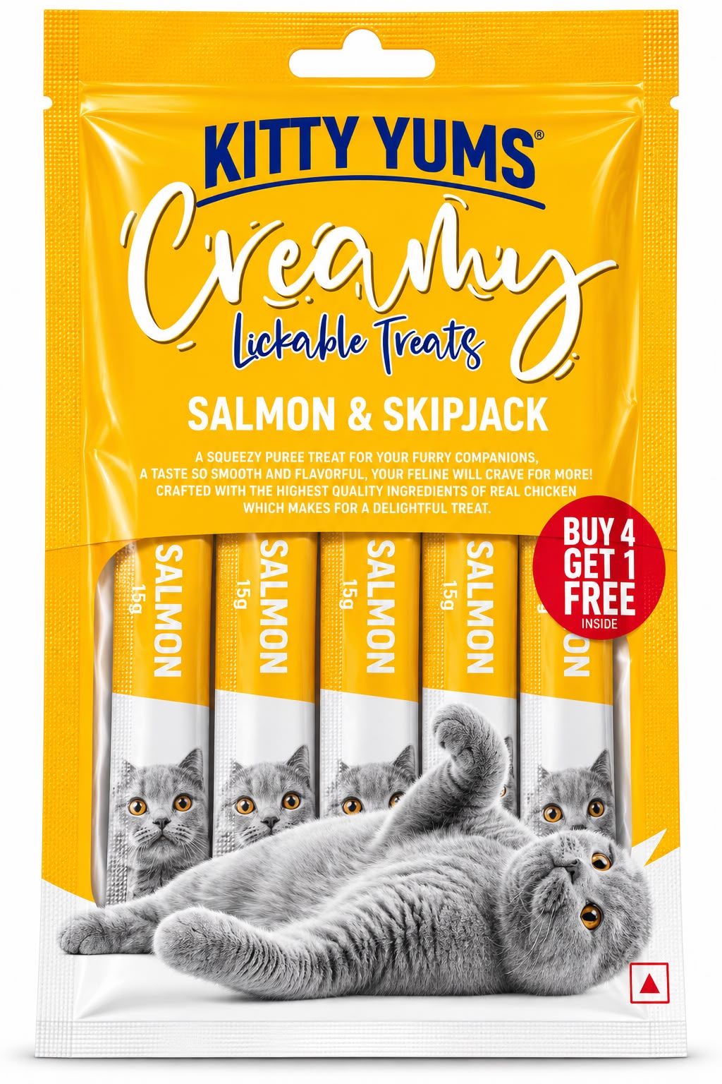 KITTY YUMS CREAMY SALMON & SKIPJAC 75 GM
