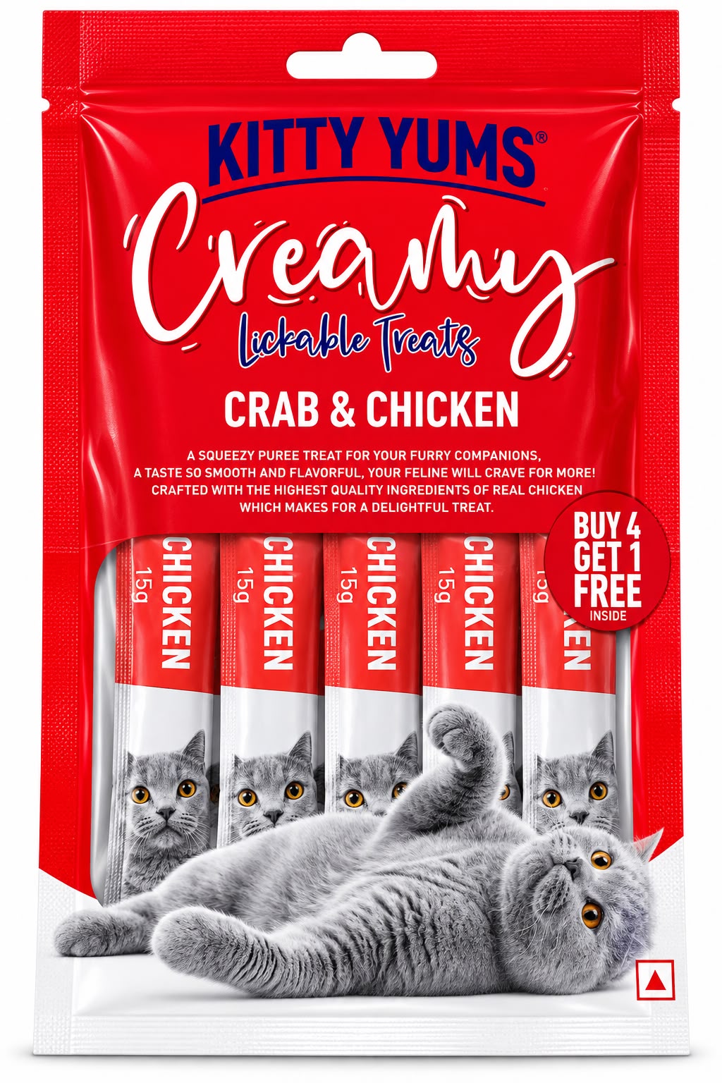 KITTY YUMS CREAMY CRAB & CHICKEN  75 GM