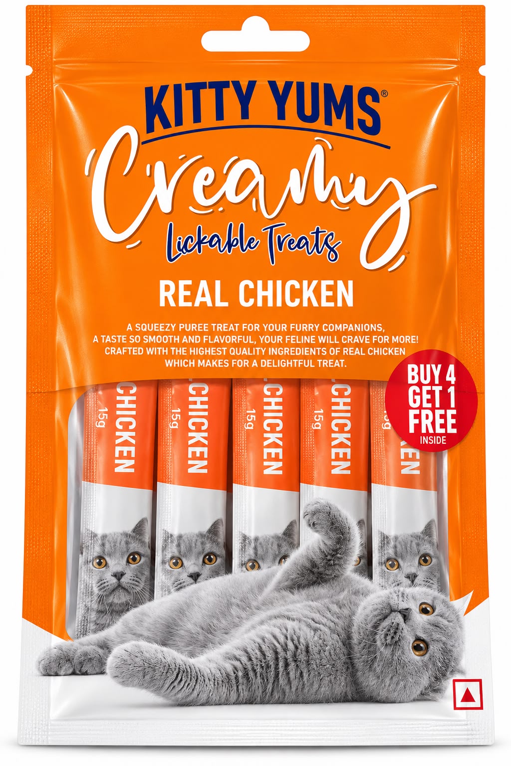 KITTY YUMS CREAMY REAL & CHICKEN  75 GM