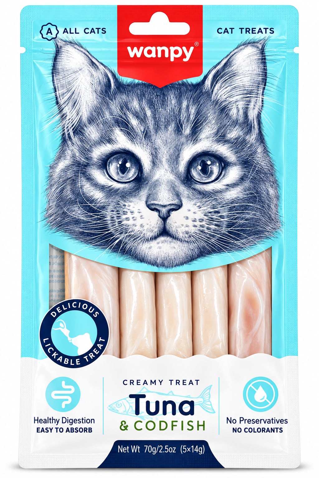 WANPY CREAMY  TREAT TUNA & CODFISH  70G