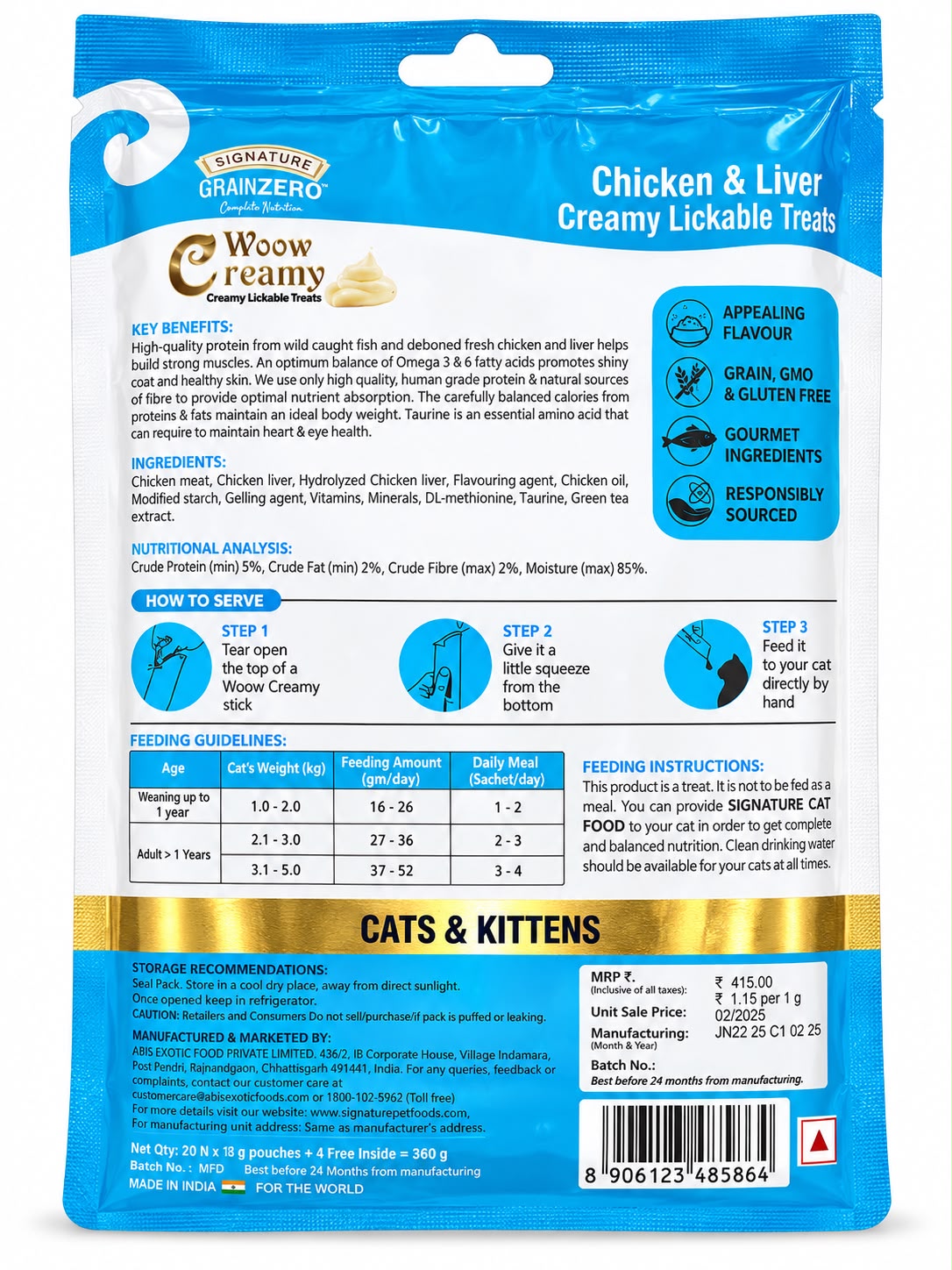 GRAIN ZERO CREAMY TREATS CHICKEN & LIVER 24PIC
