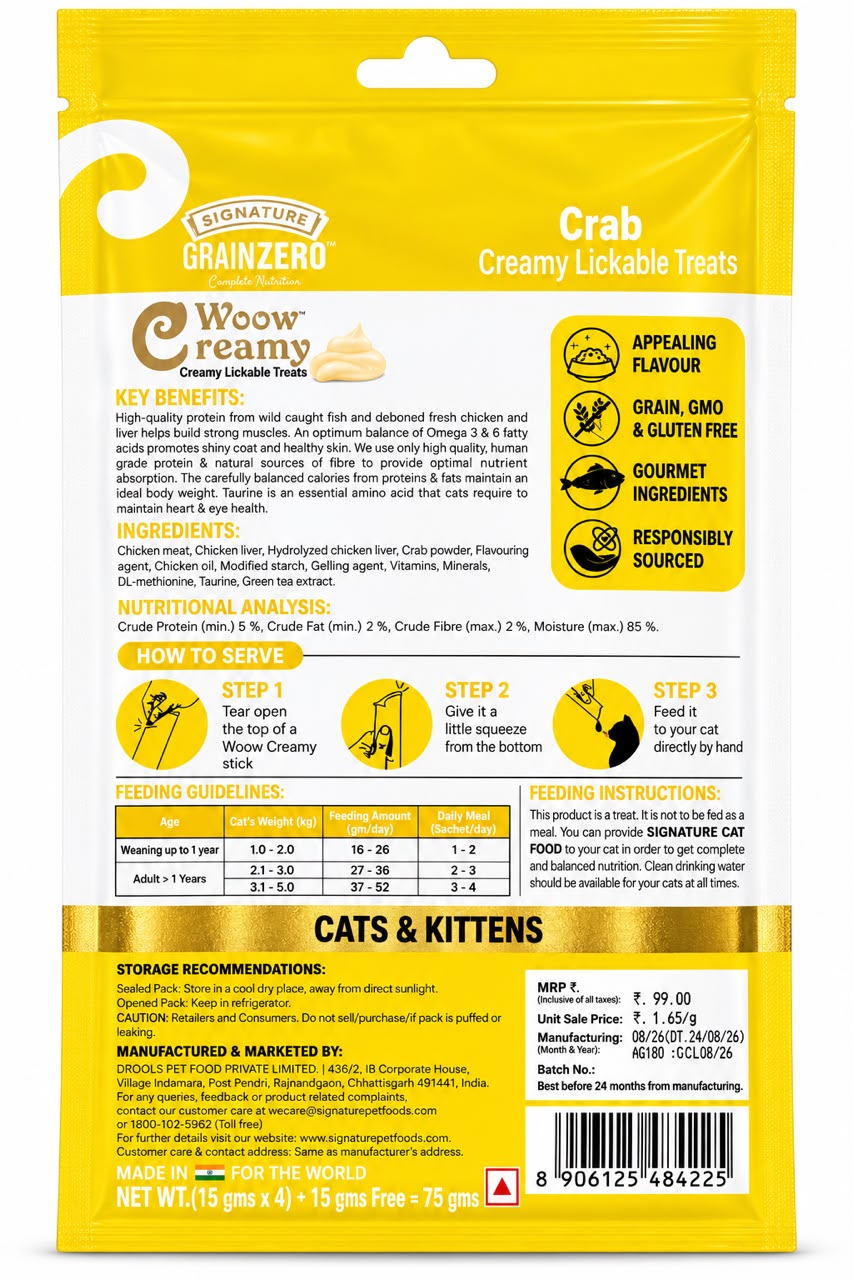 GRAIN ZERO CREAMY TREATS CRAB 75GM