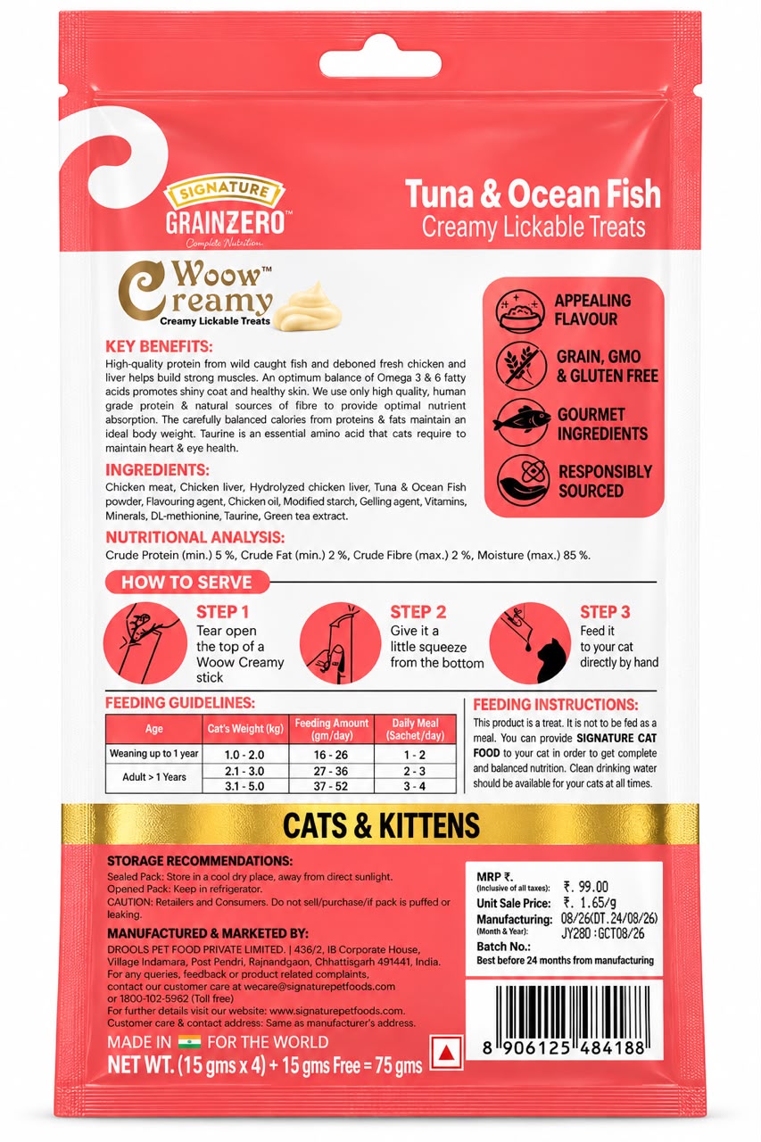 GRAIN ZERO CREAMY TREATS TUNA & OCEAN FISH 75GM