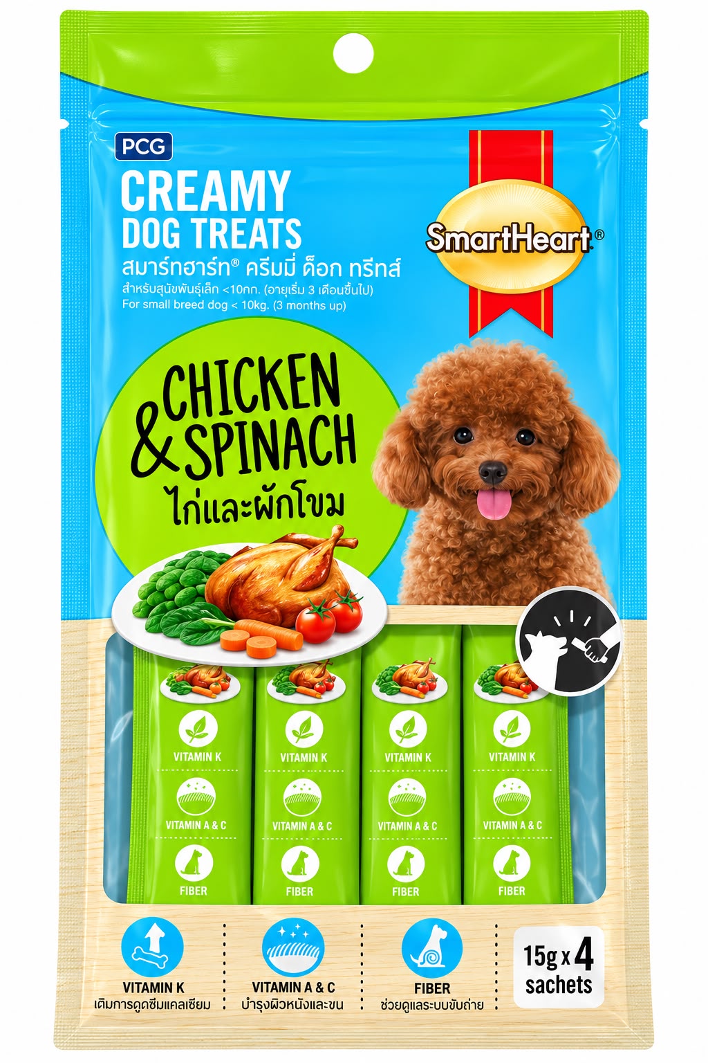 SMART HEART CREAMY TREAT CHICKEN & SPINACH 60GM