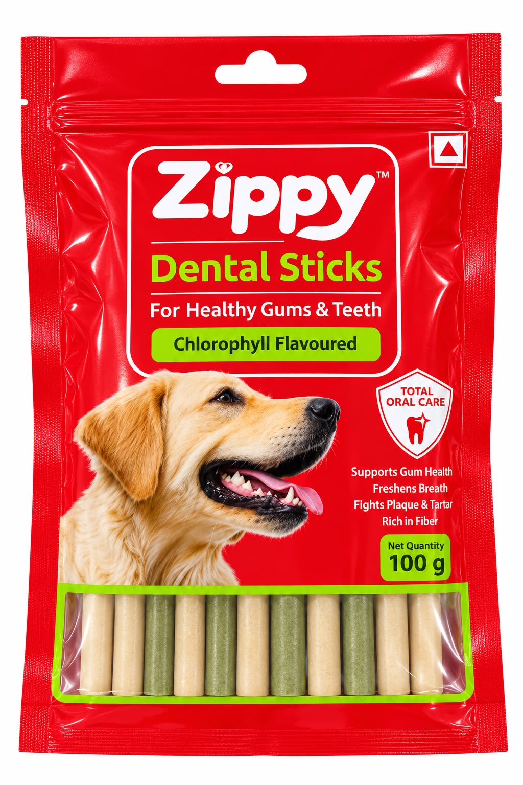 ZIPPY DENTAL STICKS CHLOROPHYLL FLAVOURED 100GM