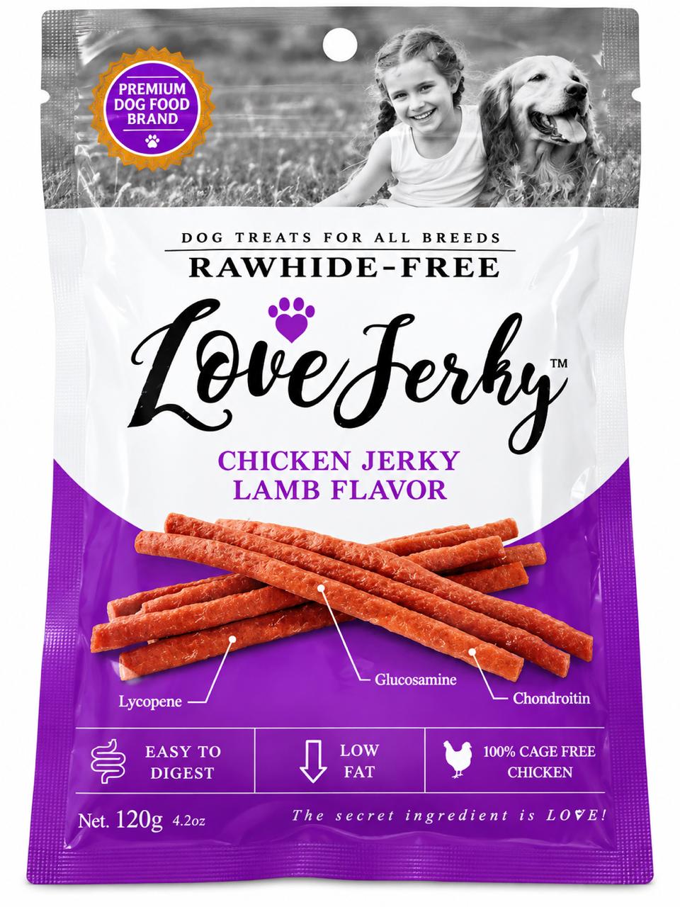 LOVE CHICKEN JERKY LAMB FLV 120GM