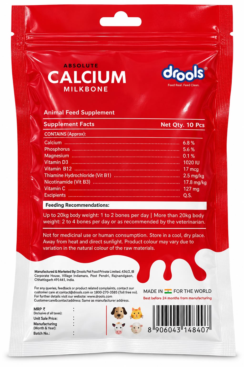 ABSOLUTE CALCIUM BONE 10 PCS\95GM