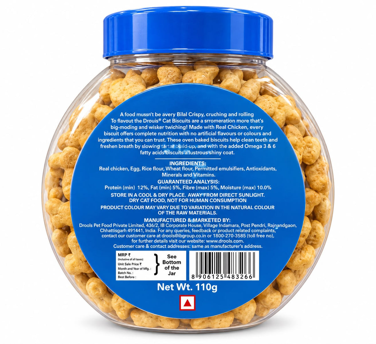 DROOLS CAT BISCUIT 110G JAR