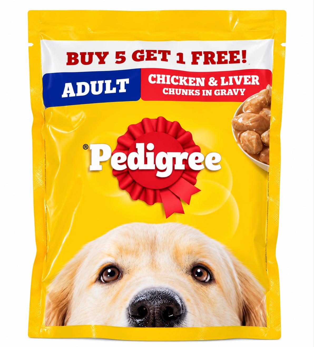 PEDIGREE CHICKEN & LIVER GRAVY GET 1 FREE WITH PACK OF 5 470g